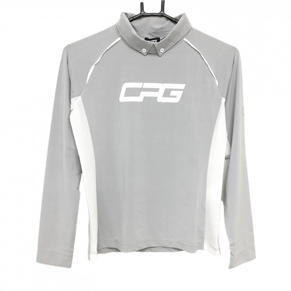CPG 襟付長袖シャツ グレー×白 ロゴプリント レディース 1 S ゴルフウェア CPG