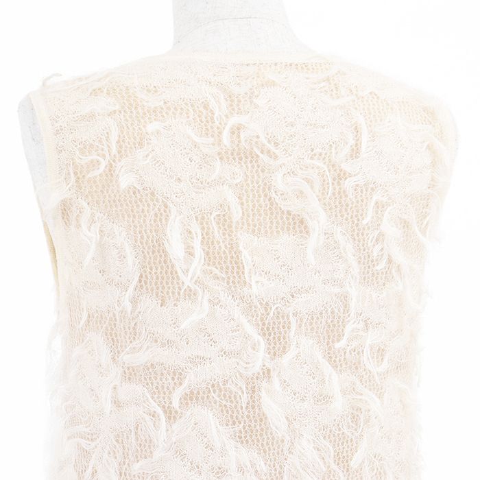  CHANEL シャネル ワンピース 09 A P 36107 モヘア フリンジ ノースリーブ シグネチャー ロゴ COCOマーク スター 星 リース モチーフ チャーム プルオーバー Aライン ドレス レディース サイズ 38 アイボリー フランス製 その他 その他