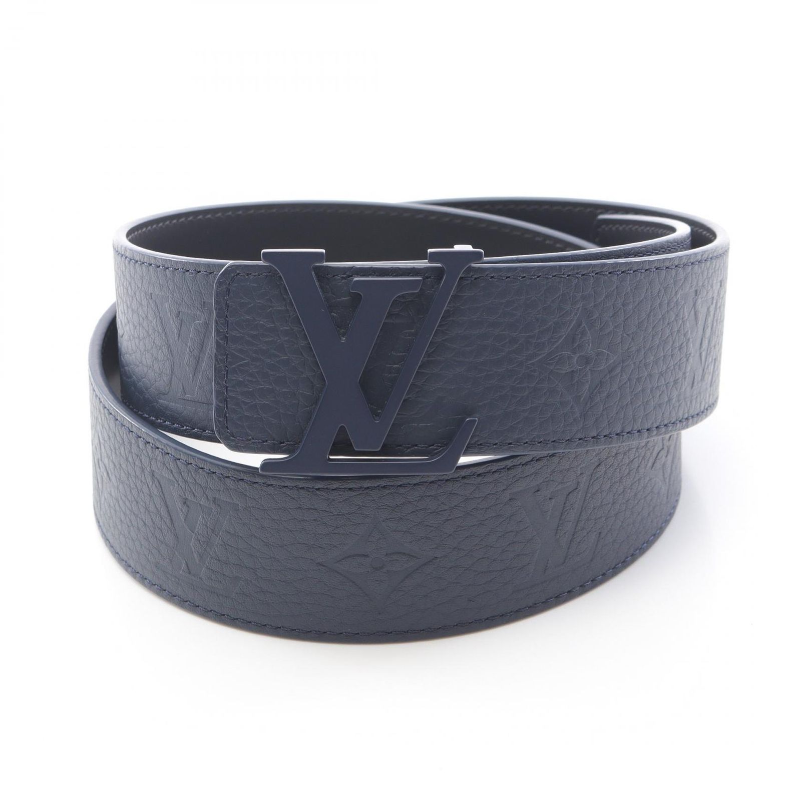 ルイ ヴィトン LOUIS VUITTON ベルト サンチュール LV マリーヌ M8663 ネイビー レザー LVリバーシブルベルト レディース Used A
