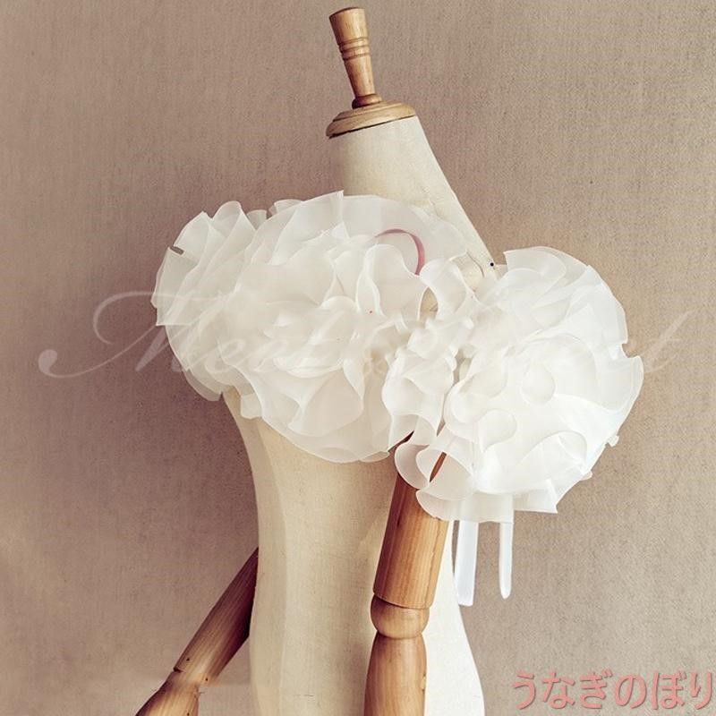 ドレスアレンジ ウェディングボレロ ウエディングボレロ ショール 二の腕カバー 花嫁 結婚式 二次会 披露宴 お色直し 前撮り オフホワイト ブラック