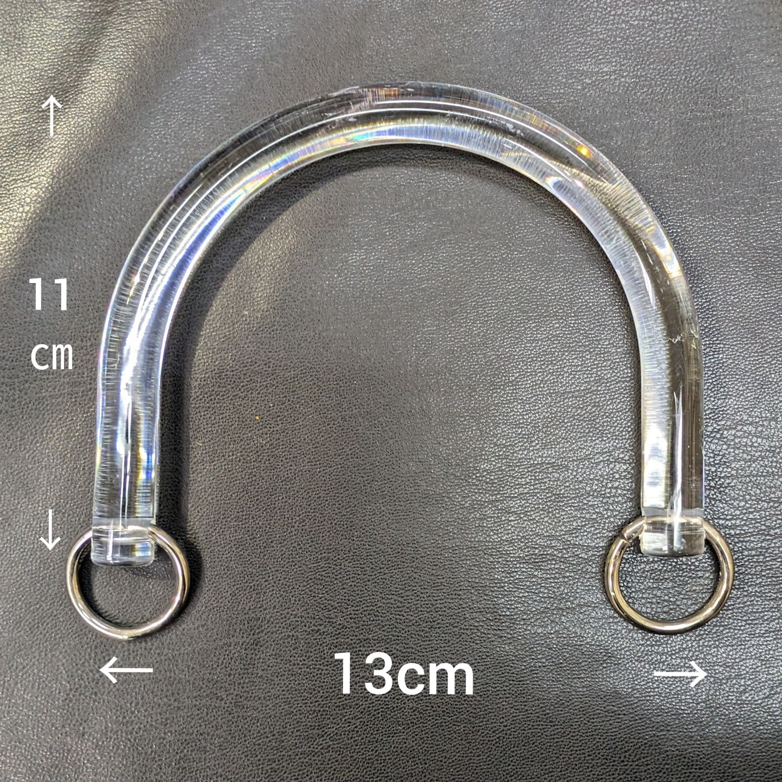 持ち手プラハンドル 　丸カン付　クリア　100個セット　W13×H11cm