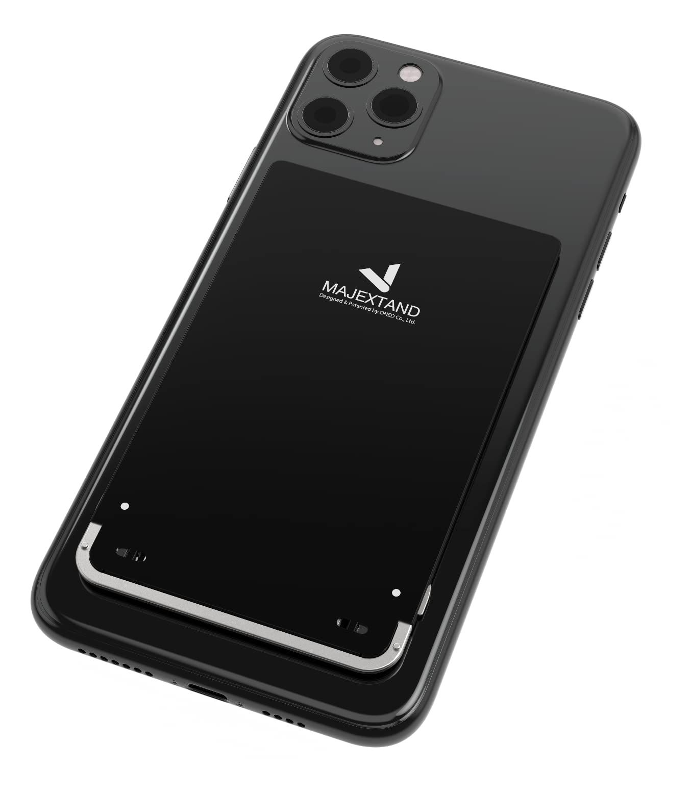 MAJEXTAND 携帯電話とタブレットスタンド 30段階の高さと角度 横向きと縦向きモード ポータブルで調節 な人間工学スタンド 携帯電話とタブレットを1秒で切り替え 米国特許取得済み ブラック ブラック