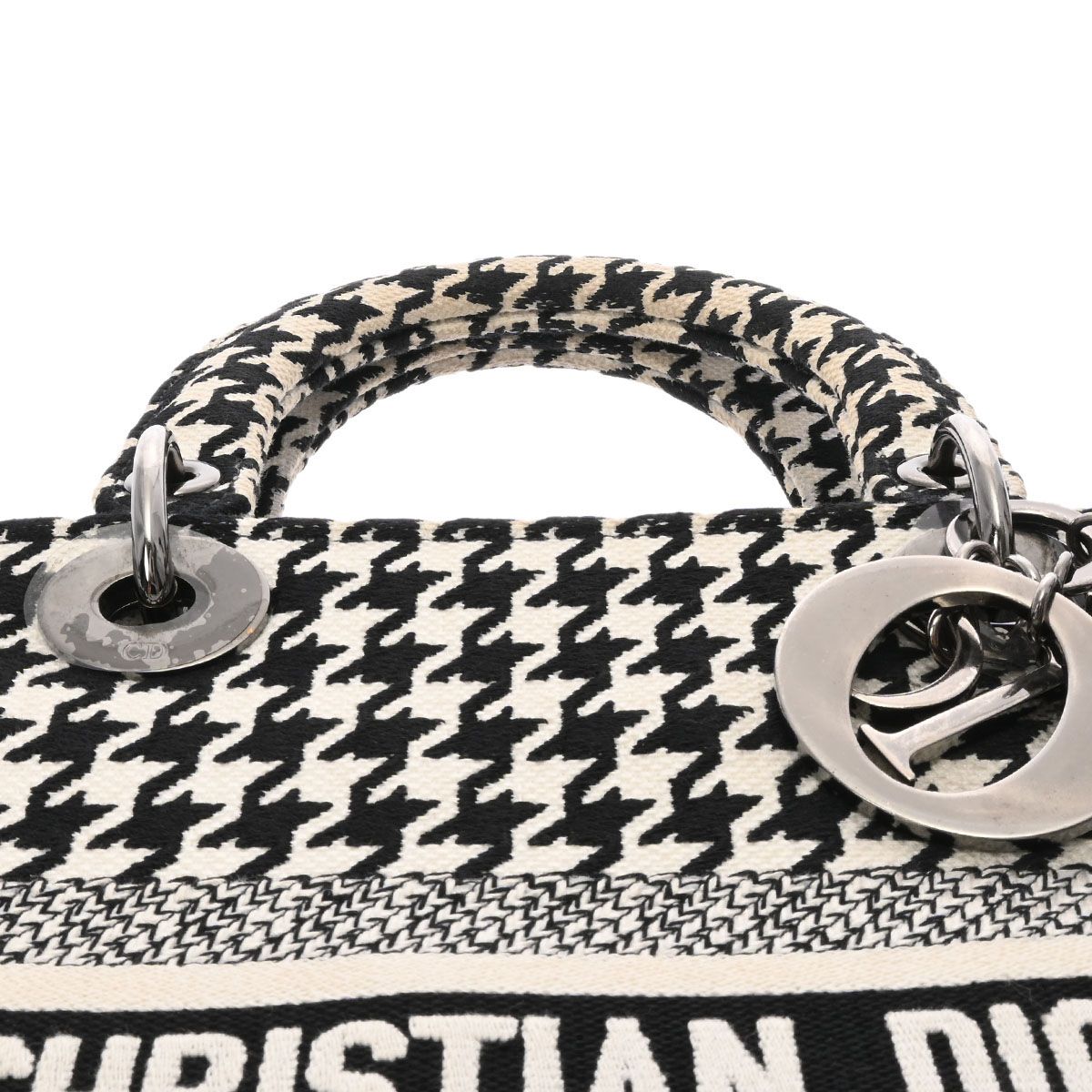 Dior ディオール Christian Dior クリスチャンディオール LADY D-LITE ミディアム ブラック/ホワイト シルバー金具  M0565OZAE レディース ハウンドトゥース エンブロイダリー ハンドバッグ - メルカリ