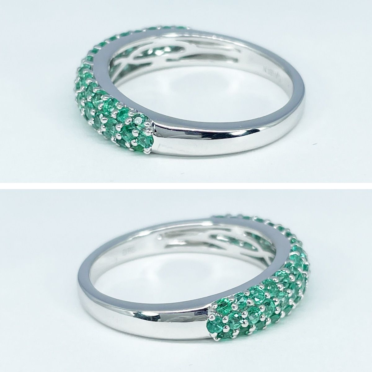 天然エメラルド ダイヤモンド パヴェ リング 計0.85ct K18 天然エメラルド ダイヤモンド パヴェ リング 計0.85ct K18