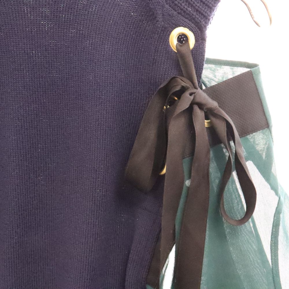 Sacai (サカイ) 19AW アシンメトリー リボン 半袖 ニット Tシャツ 