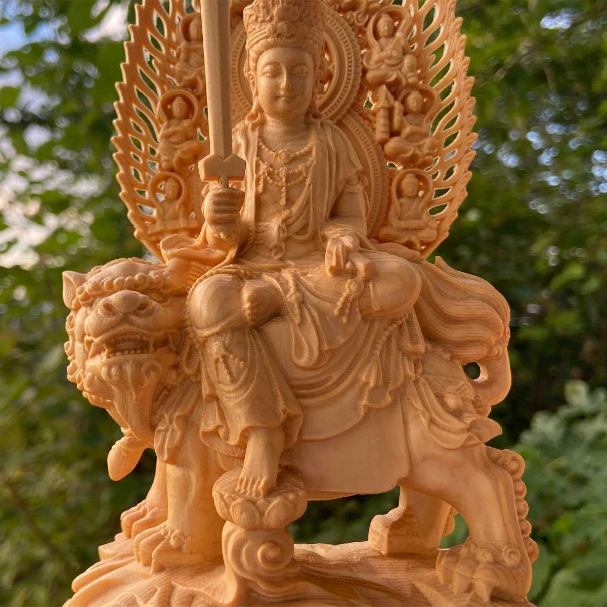 普賢菩薩 文殊菩薩 ご利益と癒しの木彫りアート 桧木の美 仏像 インテリア