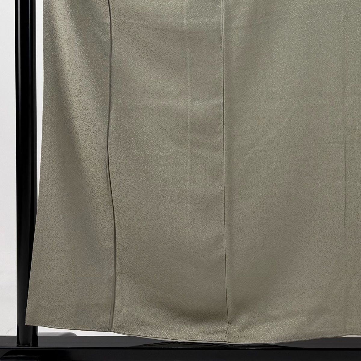 色無地 身丈158.5cm 裄丈61cm S 袷 百貫 落款 地紋 灰緑 正絹 秀品 一つ紋