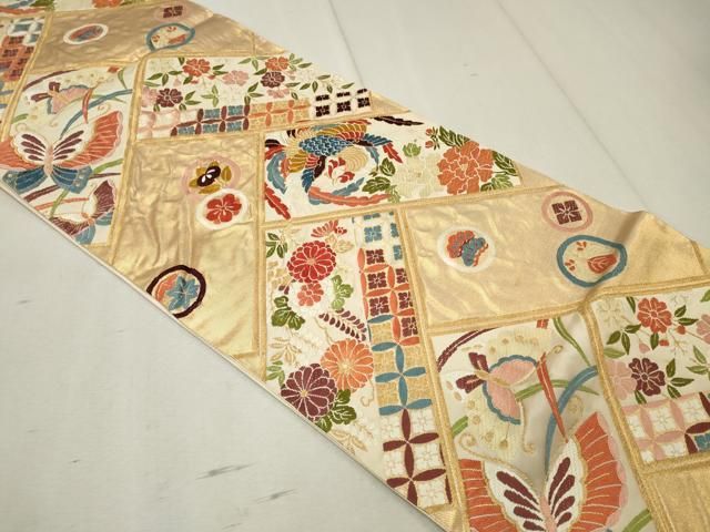 平和屋着物◎六通柄袋帯 唐織 檜垣取能衣模様 金糸 引箔 正絹 逸品  