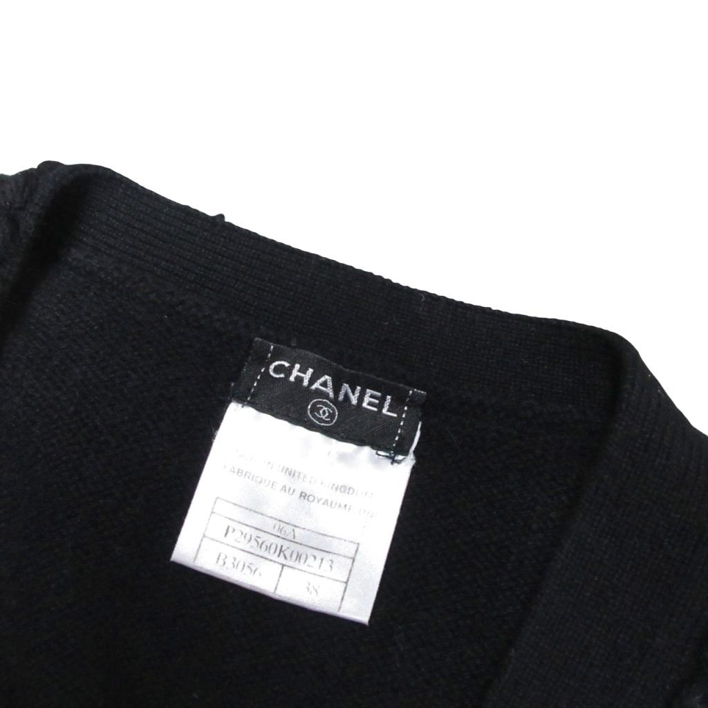 CHANEL シャネル　カーディガン　黒 グリポア　カシミヤシルク　ビジュー ココマークボタン カーディガン カシミヤ ブラック シャネル – RECLO