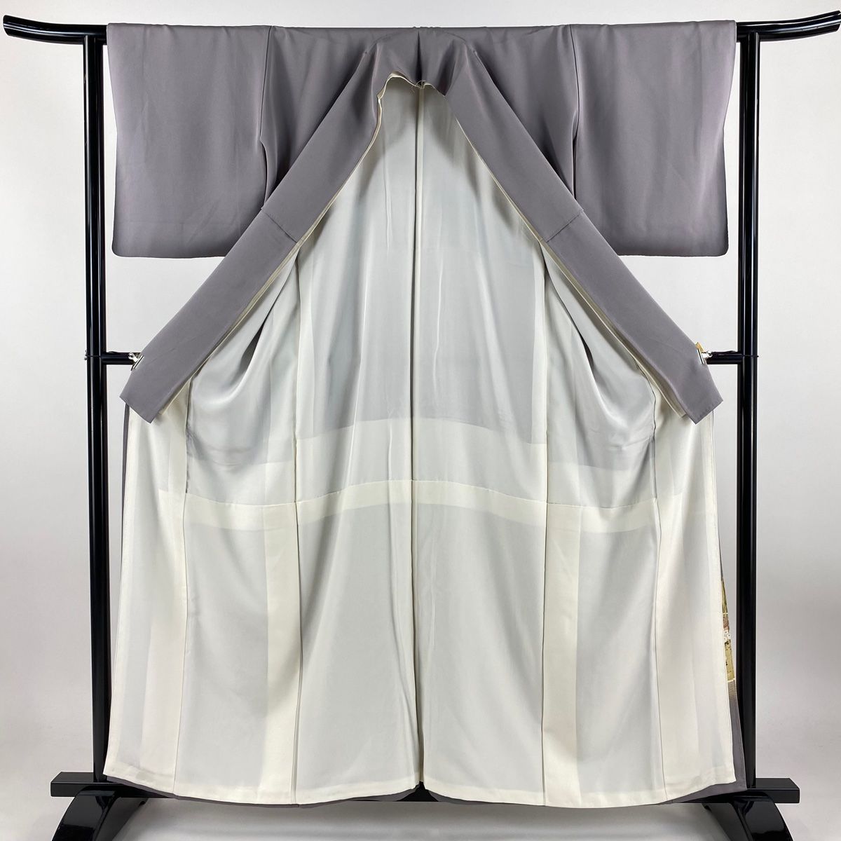 色留袖 身丈160cm 裄丈62cm S 袷 落款 鳥 菊 金糸 金彩 灰紫