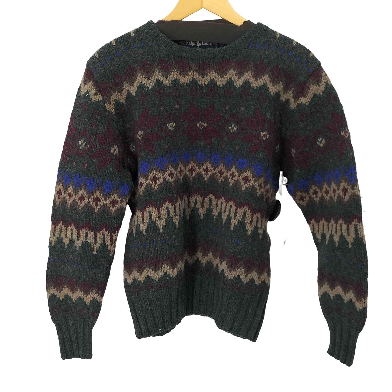RALPH LAUREN(ラルフローレン) 90S HAND KNIT ノルディック柄 ウールニット メンズ import：M 【中古】【ブランド古着バズストア】 ラルフローレン RALPH LAUREN 90S HAND KNIT ノルディック柄 ウール