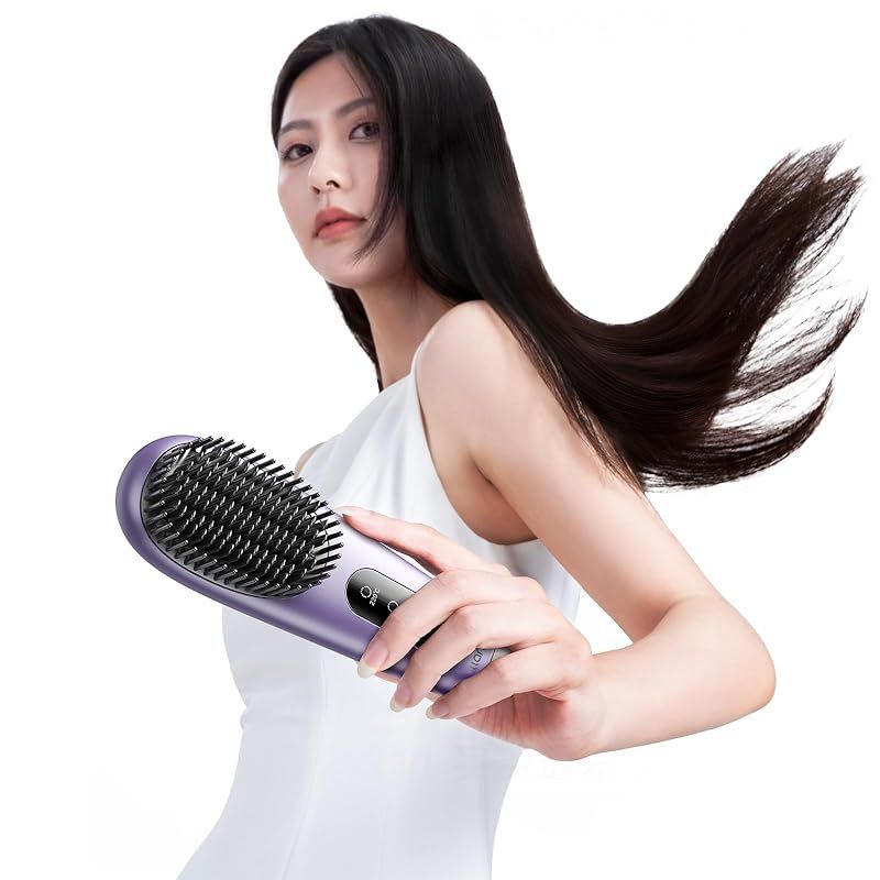 CREAGE 充電式ヘアブラシアイロン パープル クリアージュ｜見た目年齢をクリエイトする美容機器