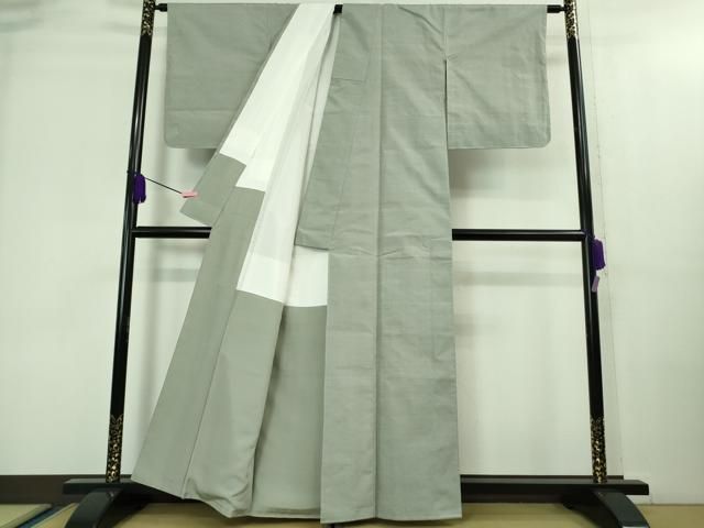 平和屋着物□極上 結城紬 色無地 千草鼠色 逸品 未使用 DZAA8466kh5