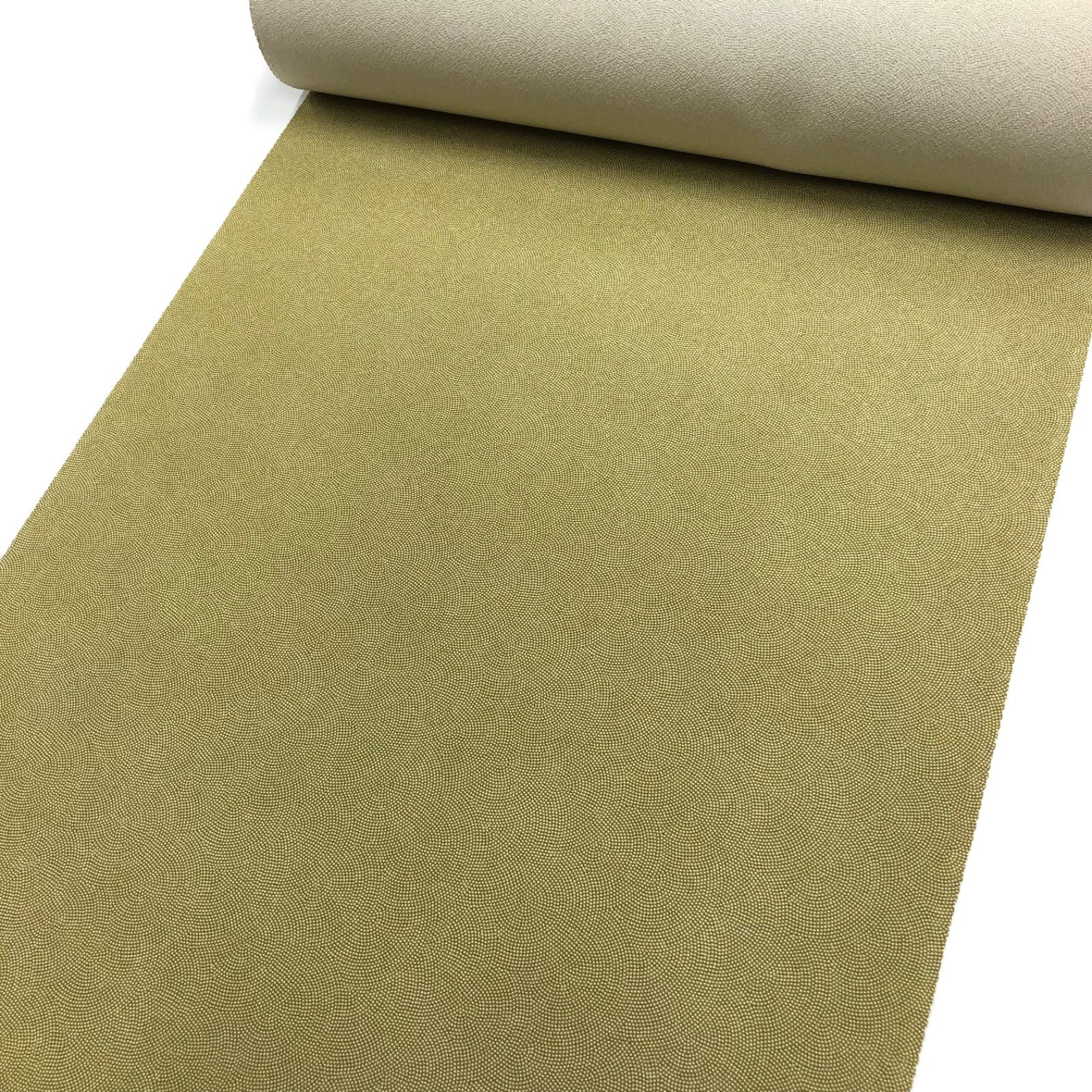 江戸小紋反物 鮫小紋 青海鮫文様 緑ひわ抹茶色 八掛付四丈物 17m 江戸小紋反物 鮫小紋 青海鮫文様 緑ひわ抹茶色 八掛付四丈物 17m