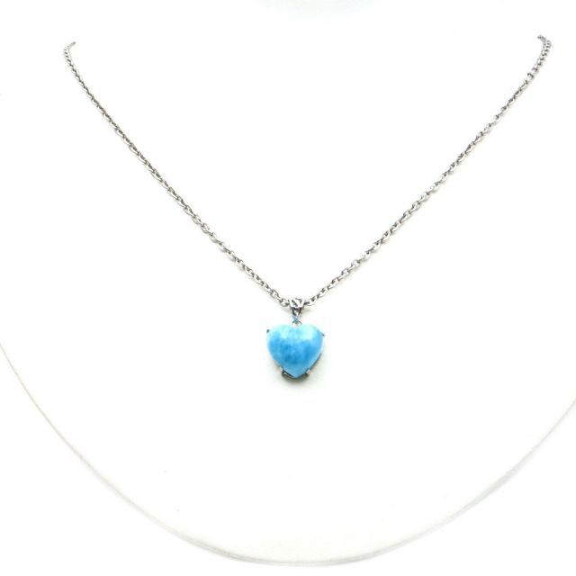 ラリマー ネックレス ハート型 天然石 ペンダント 注文 Silver925