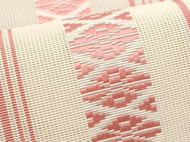 平和屋着物＊夏物 本場筑前博多織 八寸名古屋帯 紗献上 象牙色