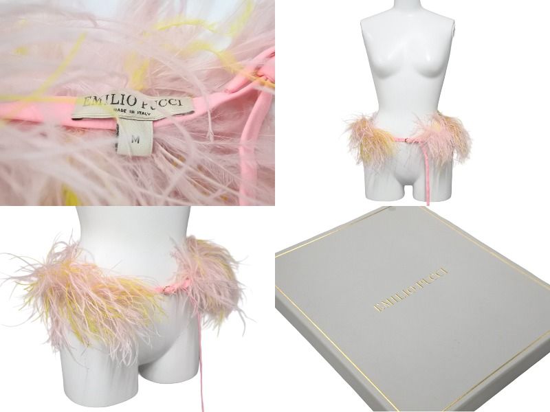 EMILIO PUCCI エミリオプッチ フェザーベルト マルチカラー ピンク