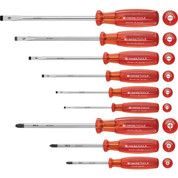 PB SWISS TOOLS ピービースイスツールズ 9本組 マルチクラフトハンドル マイナス プラスドライバーセット 1465