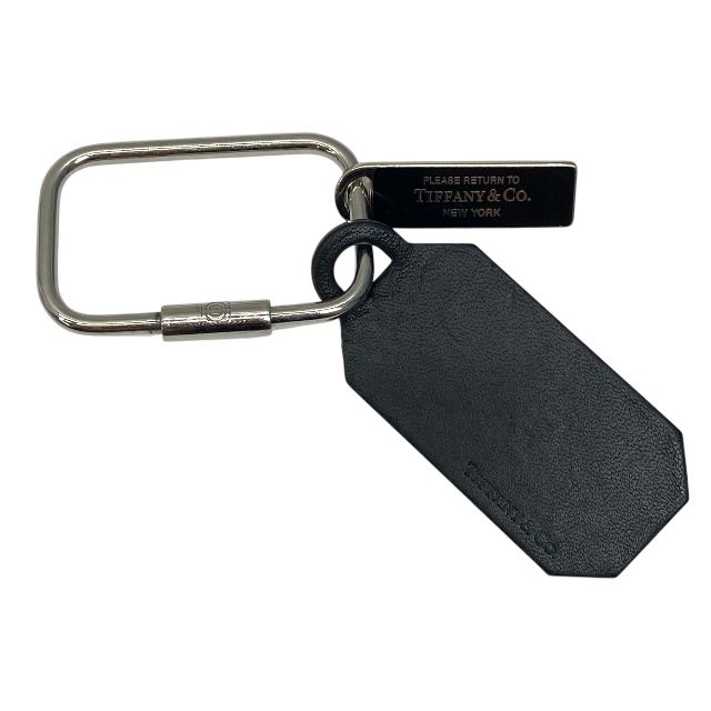 ティファニー Return to Tiffany レクタングル カラビナ キーリング キーホルダー ロゴプレート レザー シルバー ブラック 黒 Tiffany-Co. メンズ 正規品 上品な印象 感あるデザイン