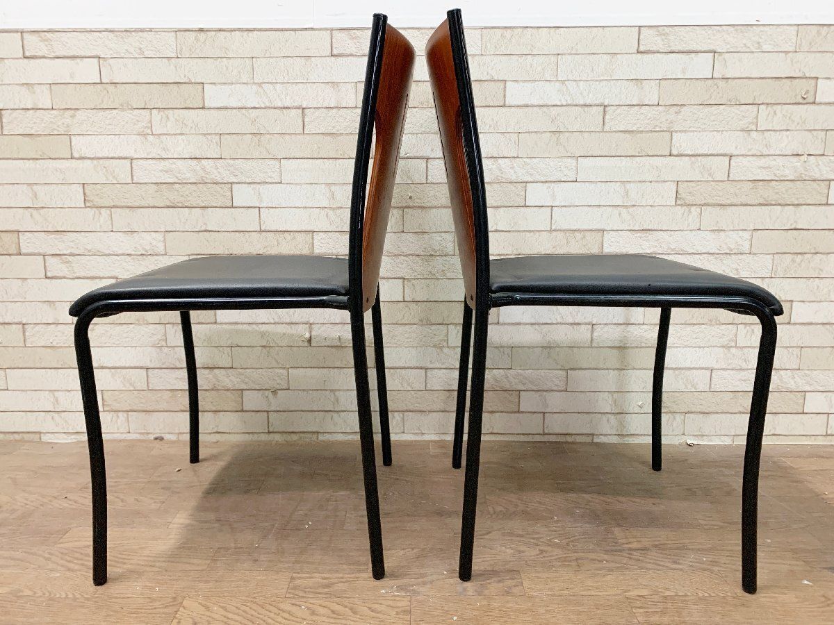 ◇KOKUYO コクヨ スタッキングチェア 2脚セット 椅子 木製 レザー