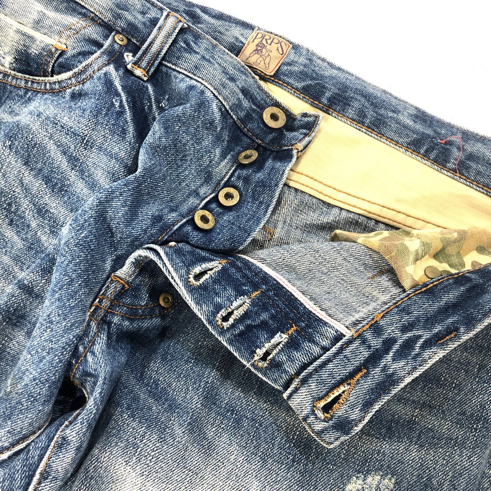 紫波76-0004】【中古】PRPS デニムパンツ セルビッジ 34インチ E63 