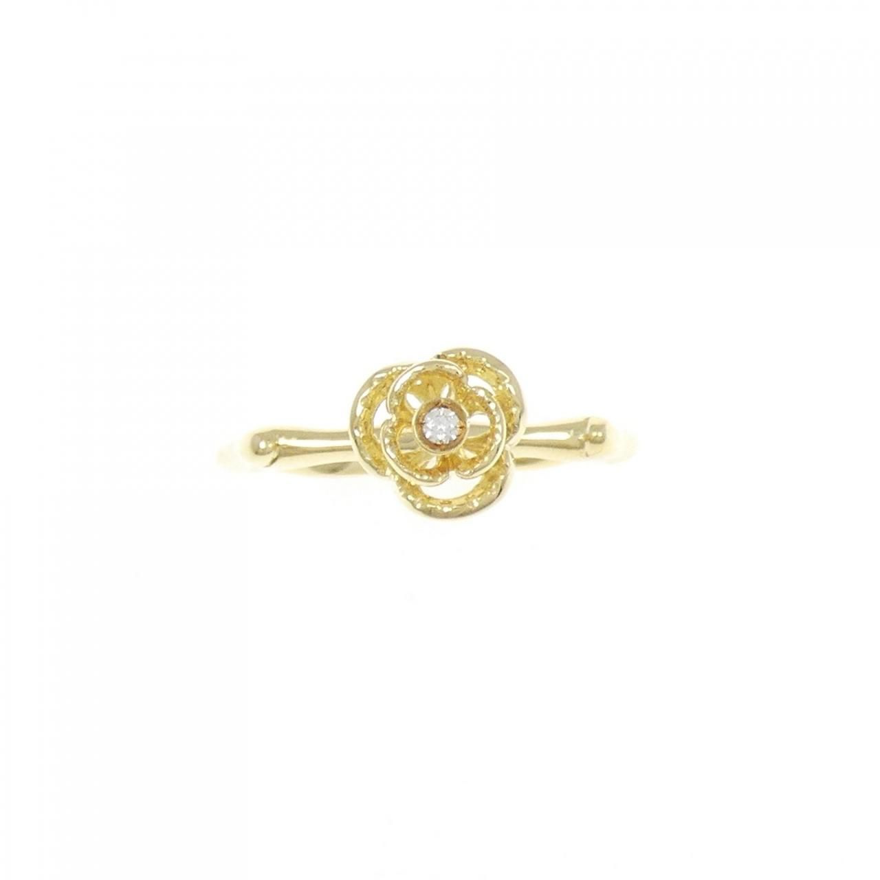 PT/K18YG フラワー ダイヤモンド リング 1.00CT K18WG ダイヤモンド フラワーリング 0.32ct Pt900&K18 ダイヤモンド1.00ct緩やかなＶ字のフラワー