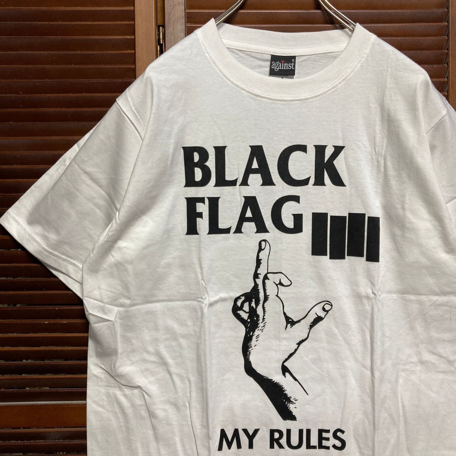 ブラックフラッグ BLACK FLAG 中指 FUCK ファック MY RULES 白 バンド