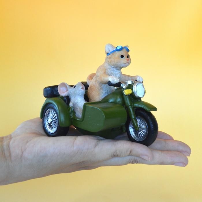 バイクサイドカー 猫 ネコ ミニチュアアニマル 小さな動物の世界 バイクサイドカー 猫 ネコ ミニチュアアニマル 小さな動物の世界