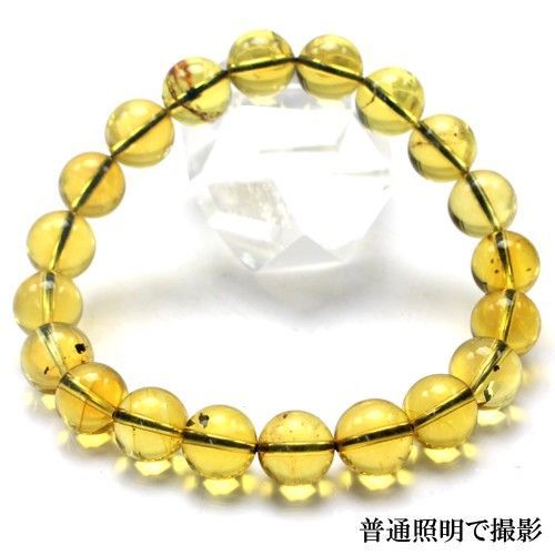 TW-11）ドミニカ産 天然ブルーアンバー 琥珀 ブレスレット 約9.7mm 