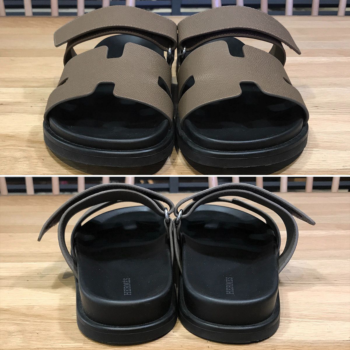 超 エルメス 現行 サンダル シプレ エトゥープ 39 エプソン 約24cm 14523