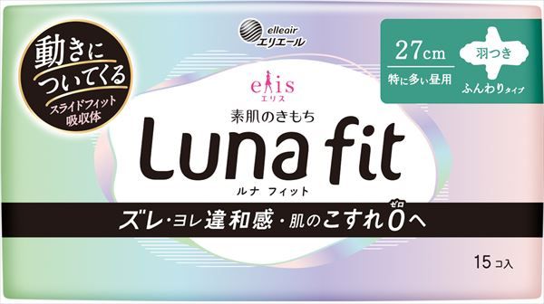 【新品、本物、正規品】 まとめ買い-18点セット エリス素肌のきもちルナフィット 特に多い昼用 羽つき 大王製紙 生理用品 パートナー