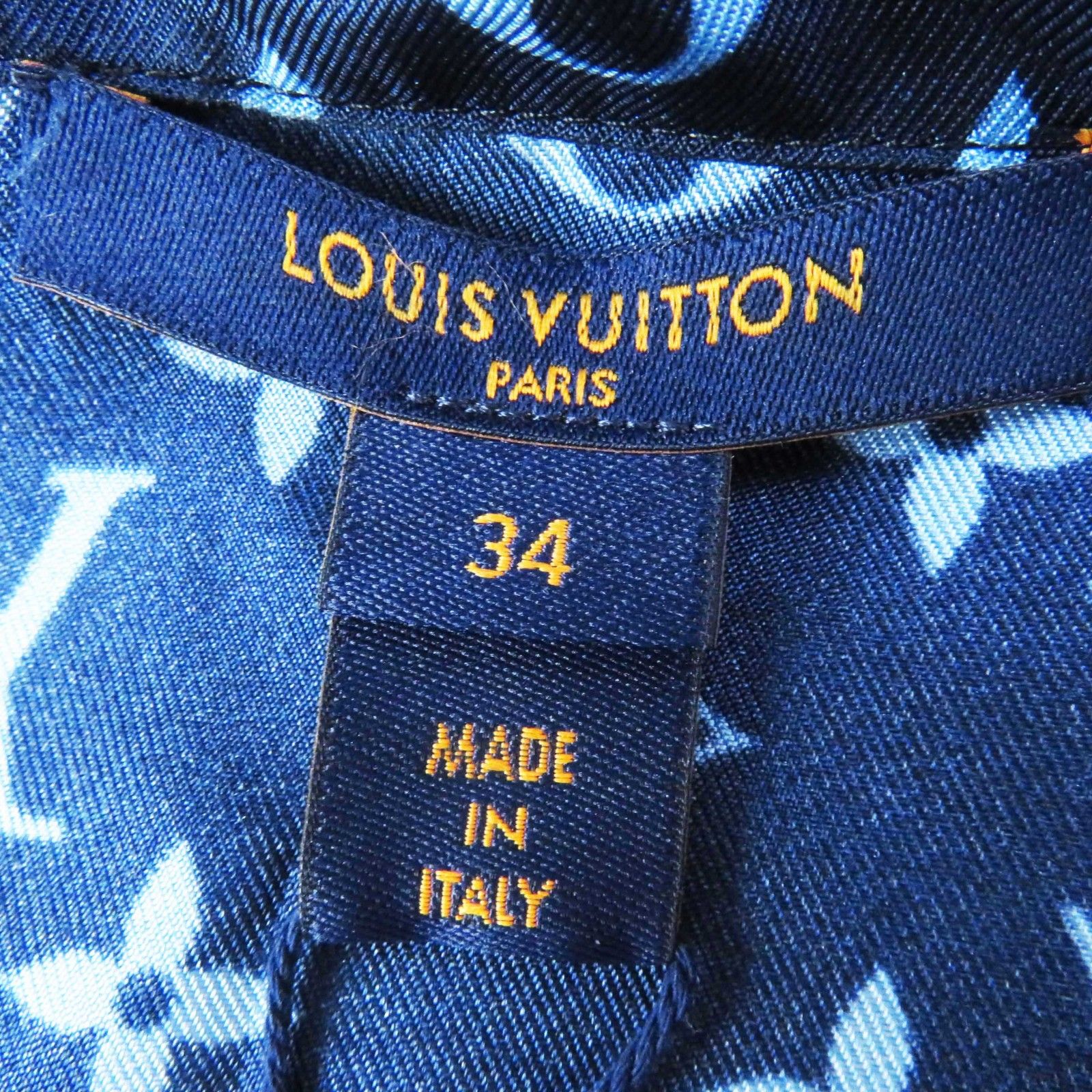 未使用品◎LOUIS VUITTON ルイヴィトン 22AW シルク100％ モノグラム パジャマシャツ／長袖シャツ ネイビー ライトブルー 34  ハンガー付き イタリア製 正規品 レディース - メルカリ