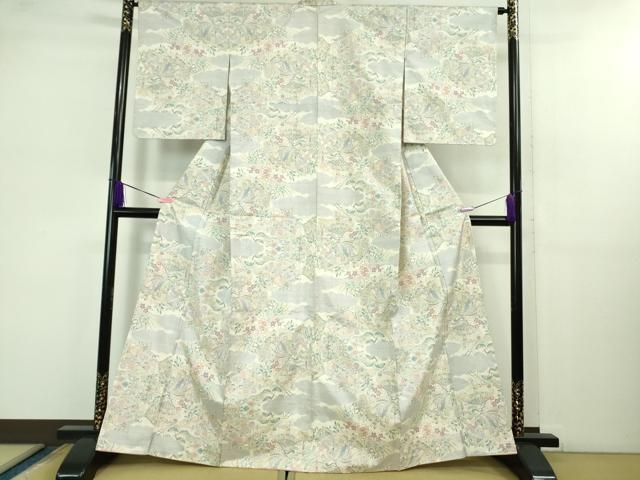 平和屋本店 上 都喜ヱ門 本場大島紬 白大島 鳳凰風景花文 藤絹織物謹製 ♥ DZAB1186kh5