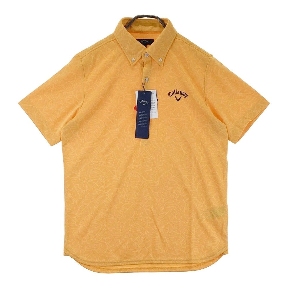 サイズ M CALLAWAY キャロウェイ 半袖ポロシャツボタンダウン 総柄 イエロー系 240101437438 ゴルフウェア メンズ ストスト