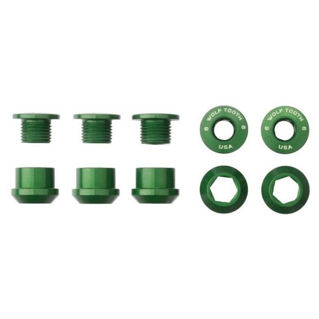 WOLF TOOTH ウルフトゥース Set of 5 Chainring Bolts+Nuts for 1X-5 pcs. 6mm チェーンリングボルト ナット グリーン