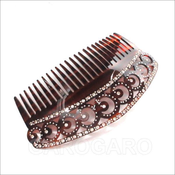 翌営業日出荷 ラインストーンのペイネシージョ 小さな櫛 B24-F5 色 茶 べっ甲風 フラメンコ用 スペイン直輸入