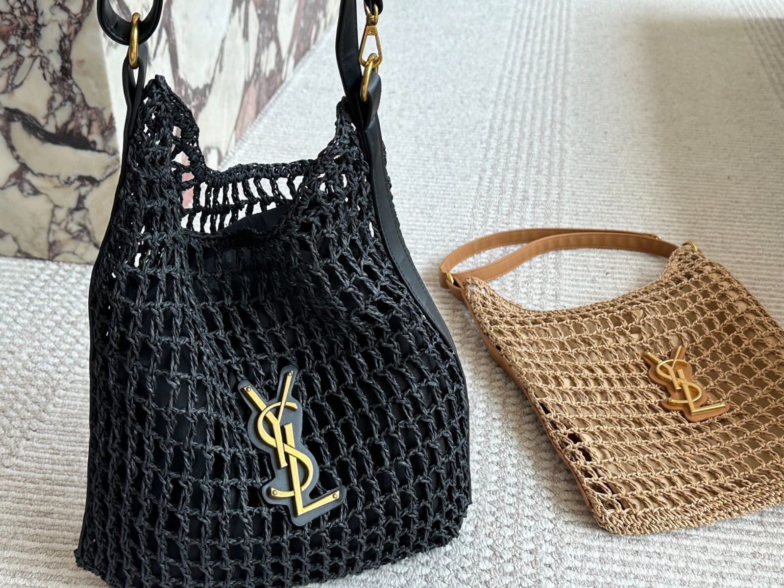 今日特価】YSL ラフィアバッグ 33×32cm - メルカリ