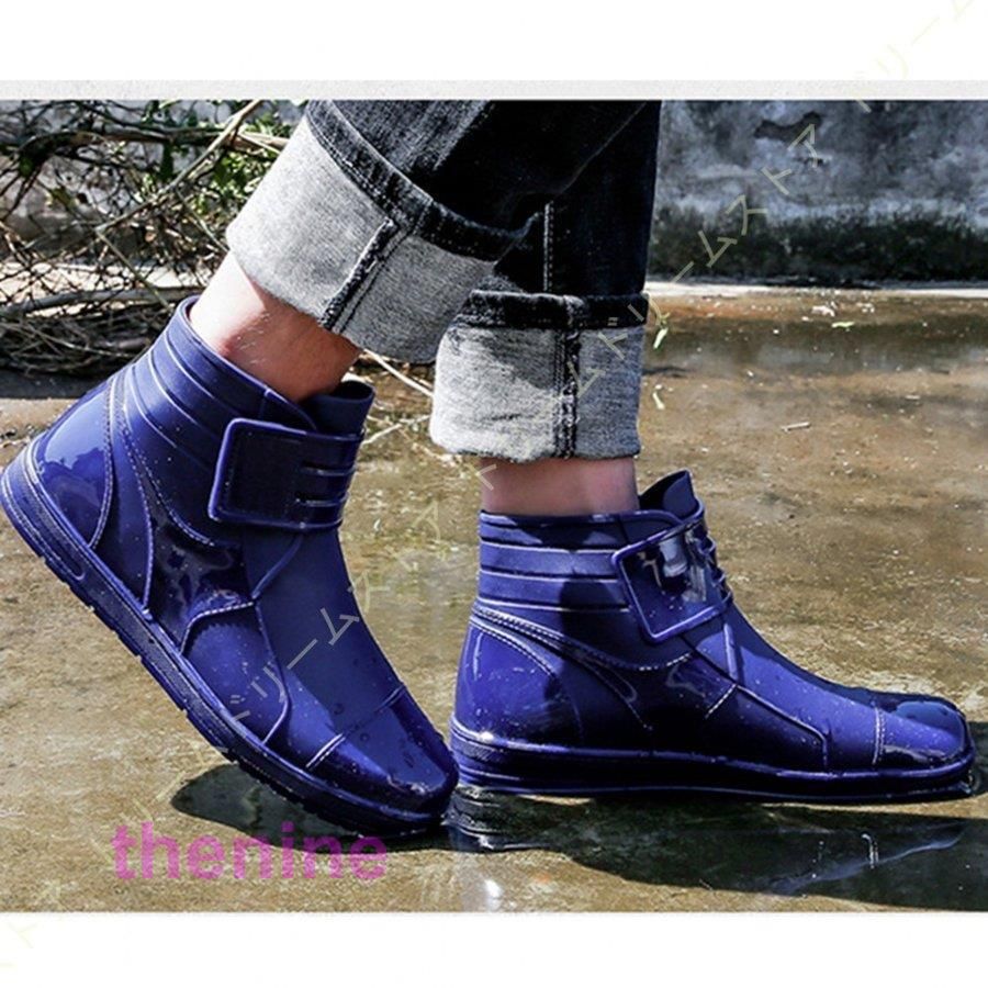 レインシューズ メンズ 雨靴 レインブーツ ショート 防水靴 ショートブーツ ハイカット 靴 防水 おしゃれ 梅雨 おしゃれ ビジネス 長靴 作業 アウトドア 作業用  min#