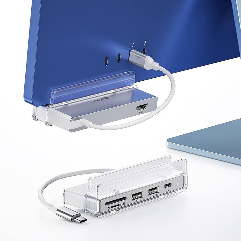 QUUGE iMac USB-Cハブ 6-IN-1 USB-C クランプハブ (2021 iMac 24インチ M1対応) 10Gbps USB3.1 Gen2 USB-Cハブ 4K 60Hz映像出力 HDMI MicroSD SDカードスロット アルミ合 1