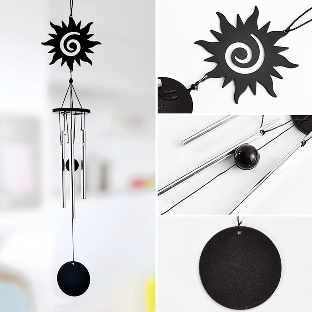 黒色 ウィンドチャイム 1個セット 太陽 和風 澄み切った音色 侘び寂び