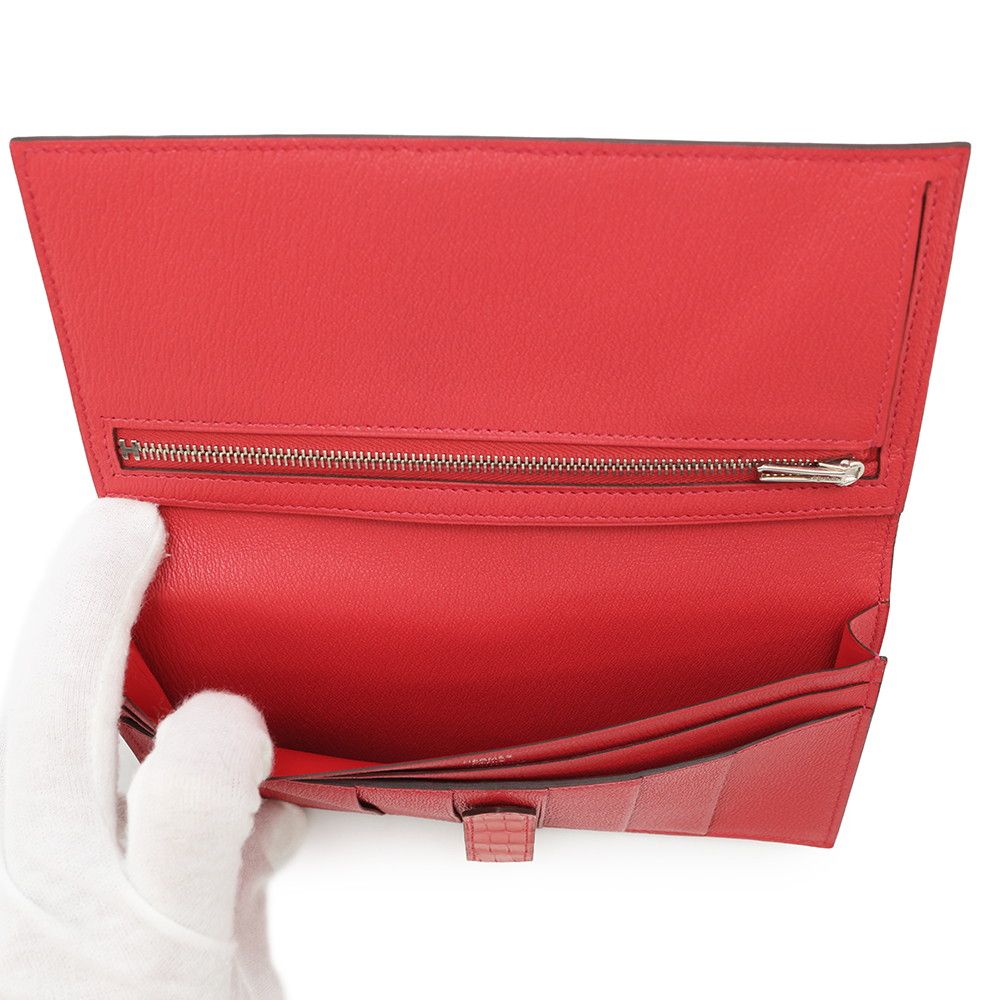 エルメス 長財布 ベアンスフレ ブーゲンビリア/シルバー金具  