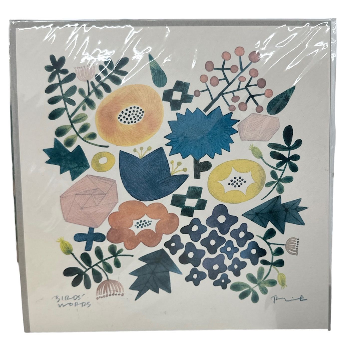 色褪せ有り】 バーズワーズ POSTER FLOWER 30×30cm フレームなし
