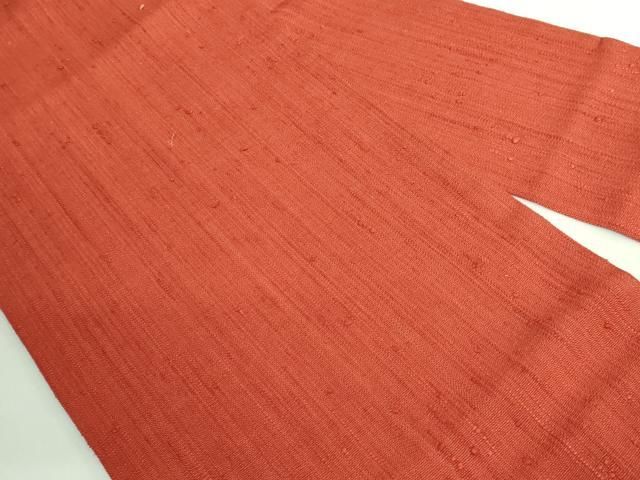 平和屋本店□極上 浦野理一 経節紬 九寸名古屋帯 照柿色地 逸品