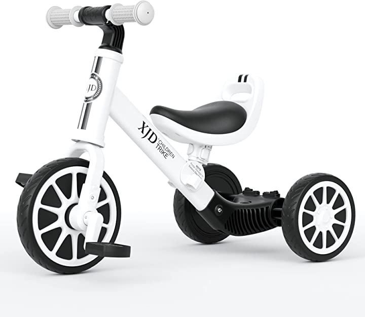 XJD 三輪車 二輪車 子供 幼児用 自転車 3in1 キッズバイク ペダルなし自転車 サドル調整 ホワイト 10ヶ月-3歳