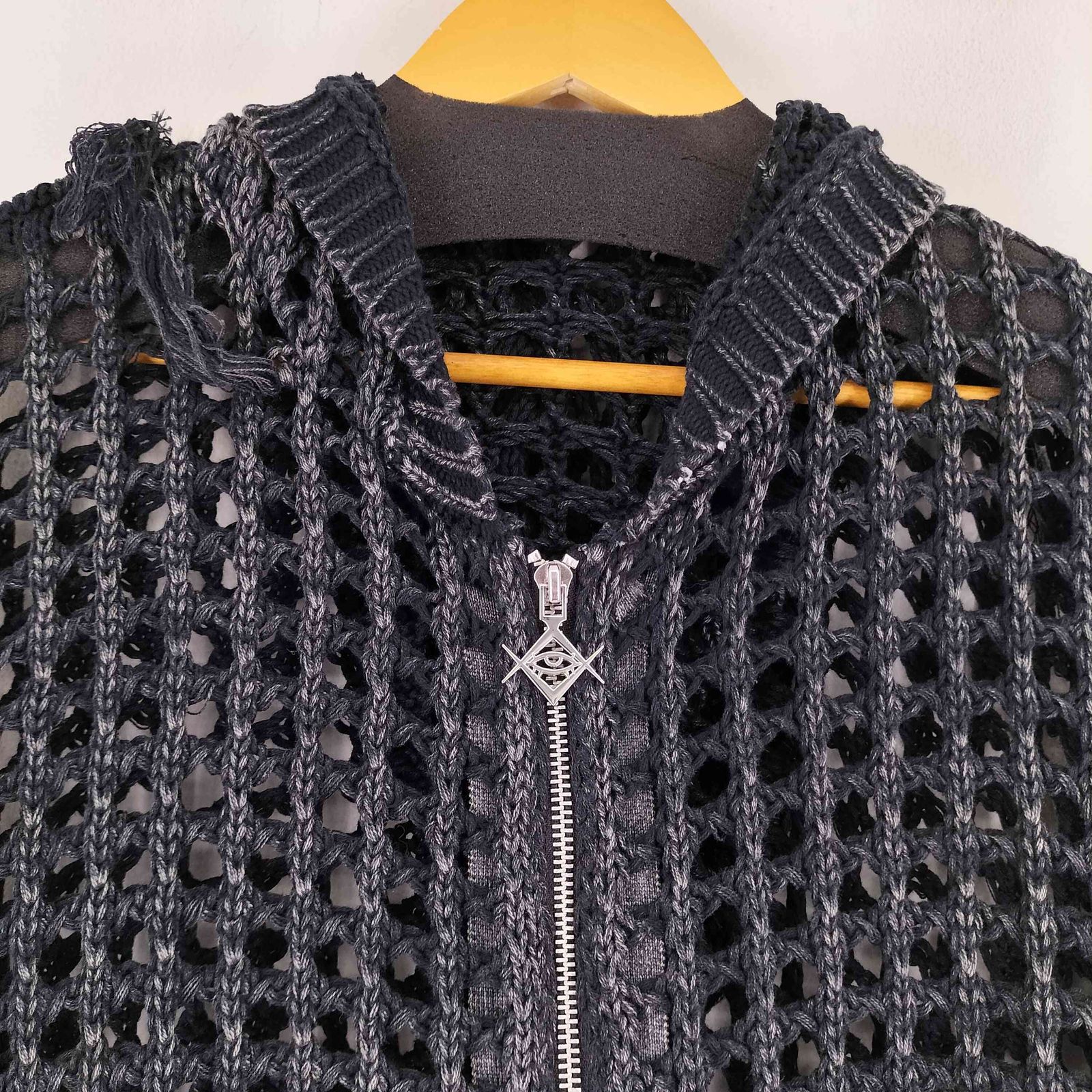 レフレム REFLEM 格子編みニットジップアップパーカー メンズ FREE