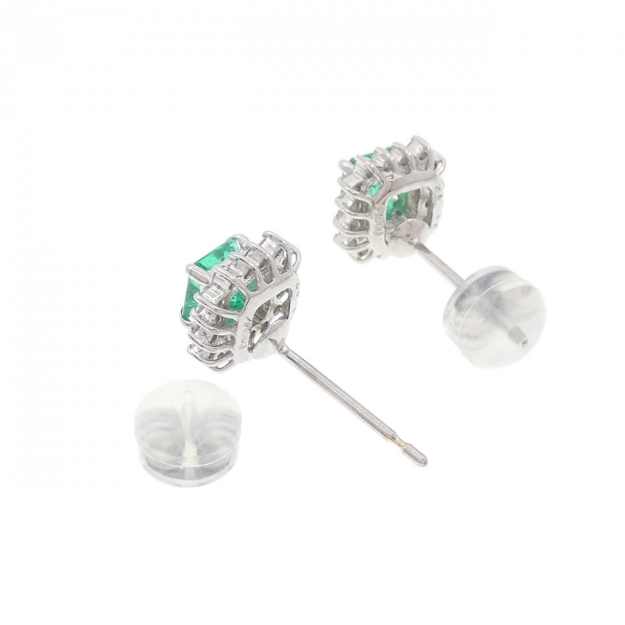 K14WG エメラルドピアス K14WG フックピアス エメラルドストーン付き