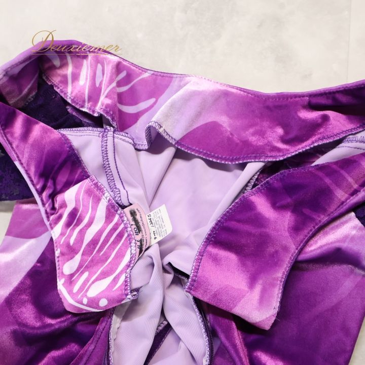 フラダンス 衣装 ワンピース ドレス パープル系 u ino! フラ ダンス モンステラ柄 花柄 レース 長袖 ベロア 光沢 感 華やか 鮮やか ハワイアン アロハ 上品 かわいい ハワイ製 ハワイアンプリント uino LLC-HASEGAWATOSO_COM