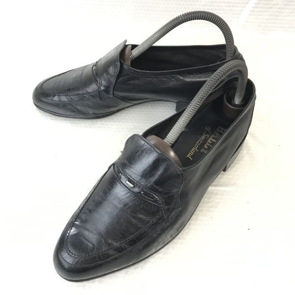 スイス製ビンテージバリー/BALLY of Switzerland本革/ローファー/モカシン【6.5E/24.5/黒/BLACK】ビジネス/dress shoespE-132u003csaleu003e