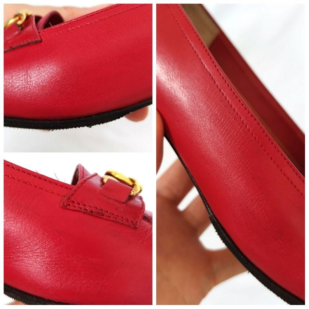 Ferragamo 赤 レザー ローファー サルヴァトーレ・フェラガモ【Ferragamo】ゴールドチェーン ローファー