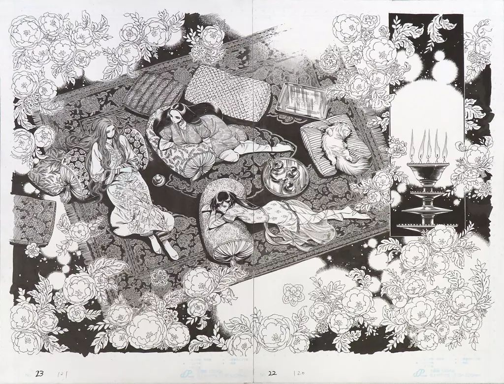 中古】原画イラストボード 乙嫁語り 複製原稿 見開き A：アニス